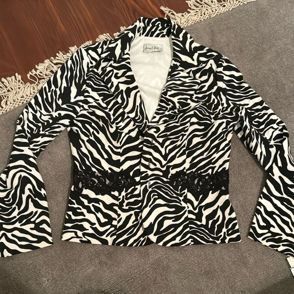 Joseph Ribkoff Animal Print Blazer NWT Size 8 Sequin Lace Waist